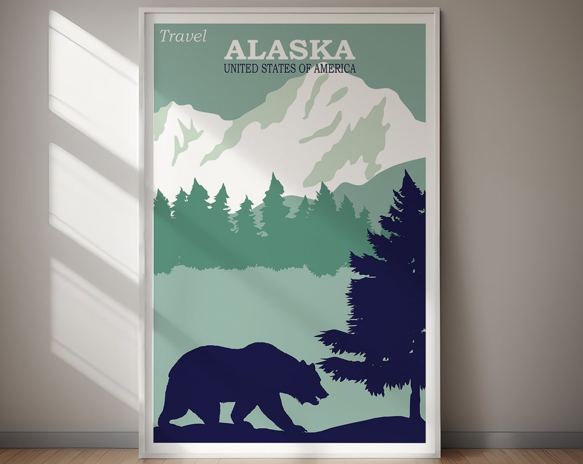 Travel Alaska United States Bear Mountain Pine Forest Poster