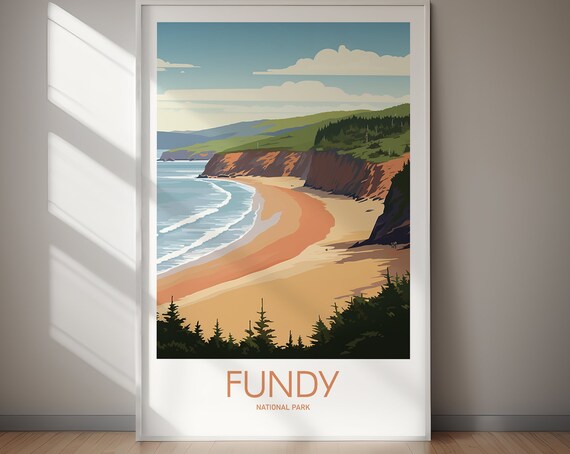 Fundy National Park Coastal Beach Cliffs Scenic Travel Poster