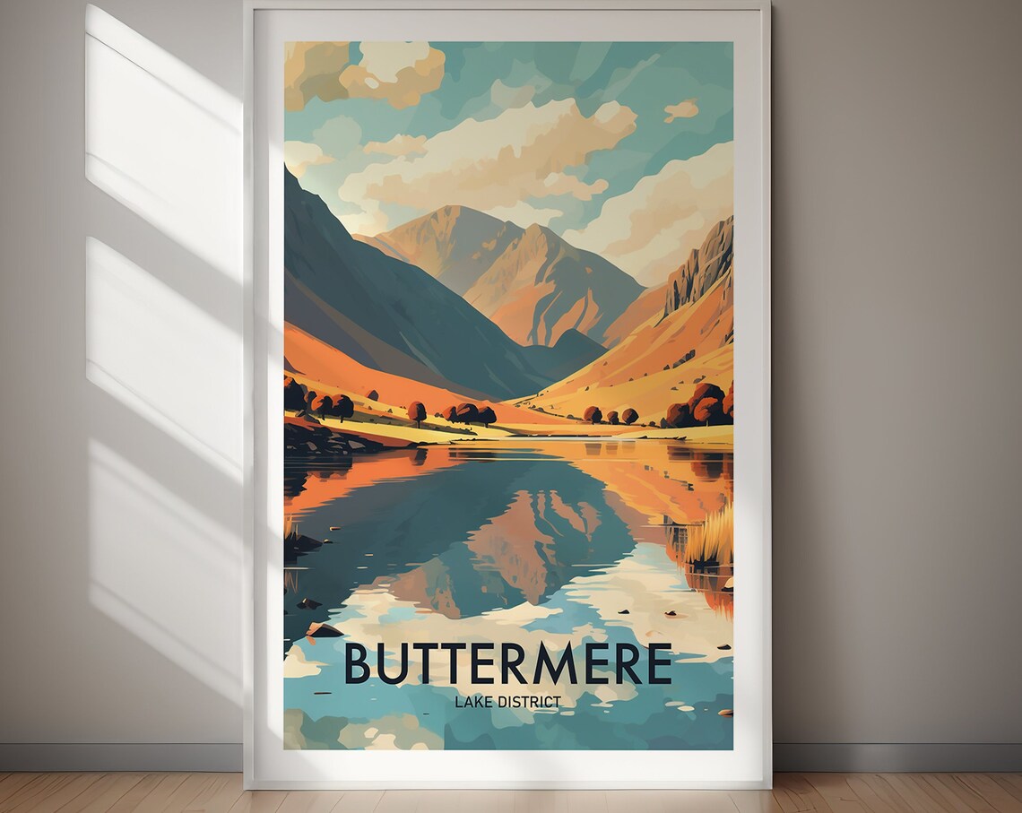 Buttermere Travel Poster, Lake District Travel Art