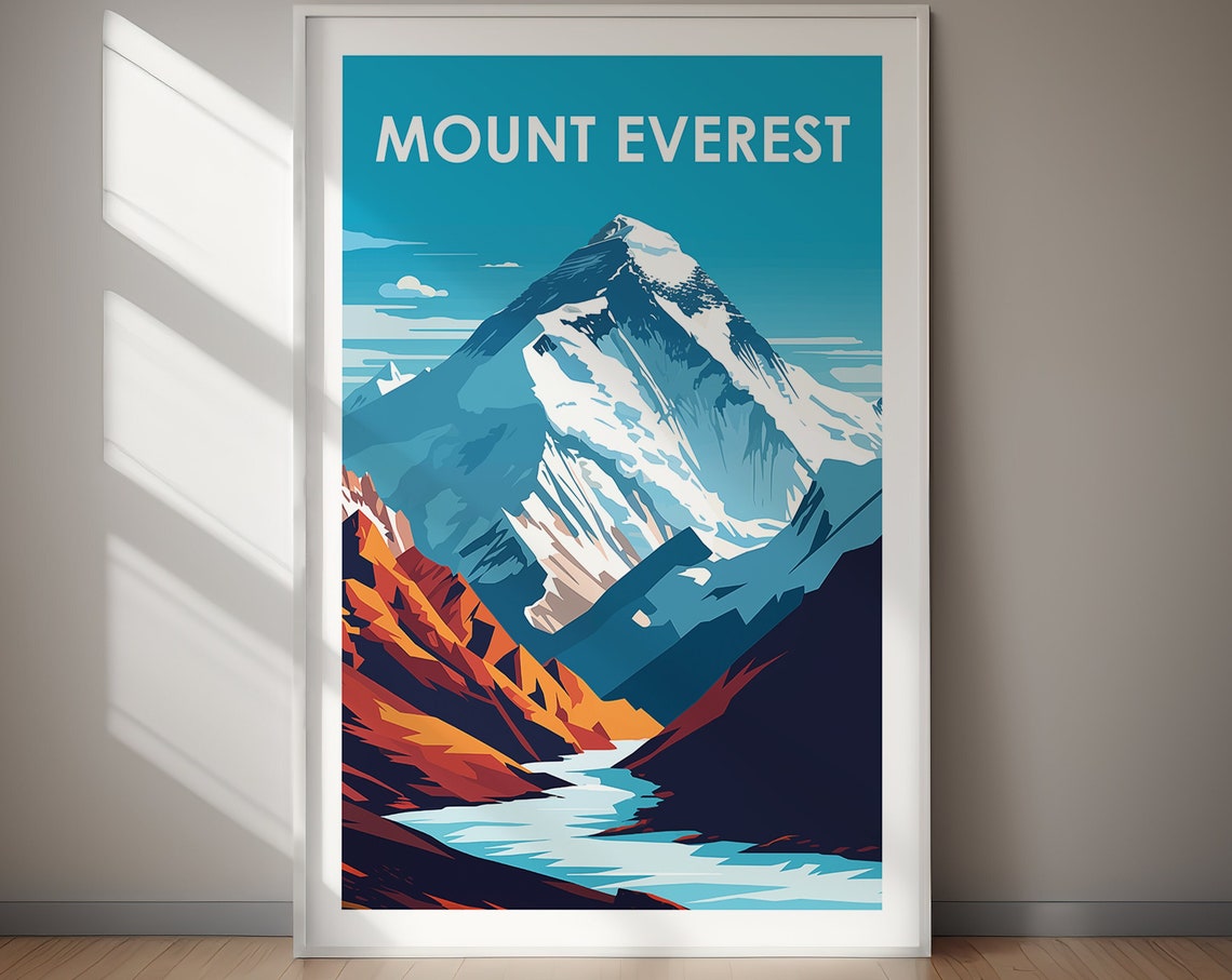 Mount Everest Snow Capped Peak Himalayan Majesty Travel Poster