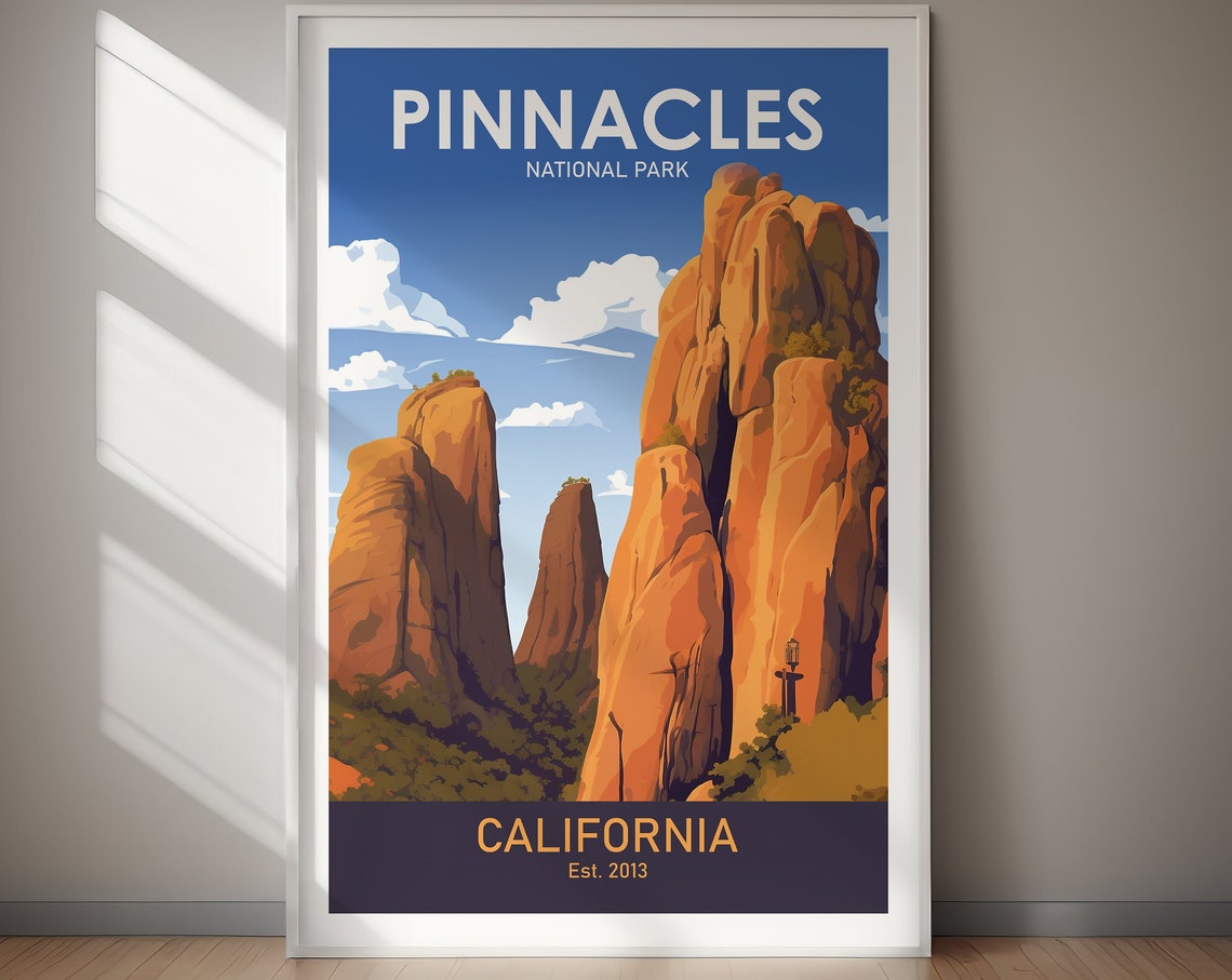Pinnacles National Park California Rock Spire Travel Art Poster