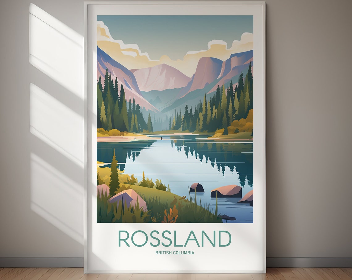Rossland British Columbia Calm Lake Mountain Reflection Poster - Image 3