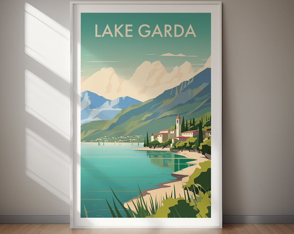 Lake Garda Travel Poster World Famous Lakes Collection Italy Art Home Decor Italy Souvenir Gifts For Her Gifts For Him - Image 3