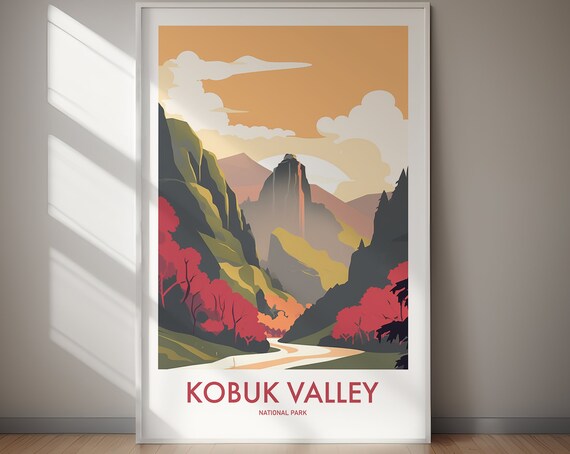 Kobuk Valley National Park Alaska Valley Retro Travel Poster Artwork
