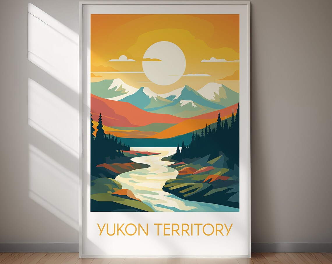Yukon Territory Travel Poster, Minimal Style Art Print - Image 3