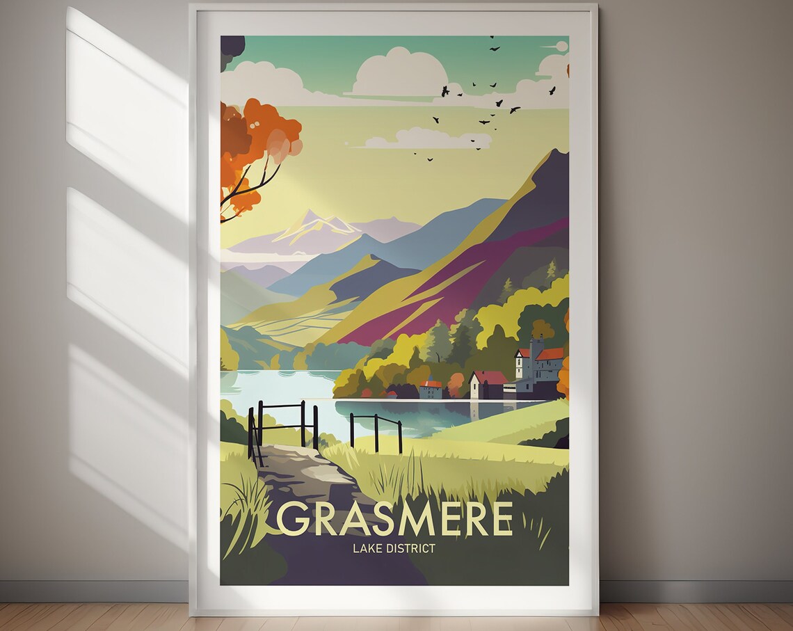 Grasmere Travel Poster, Lake District Wall Art
