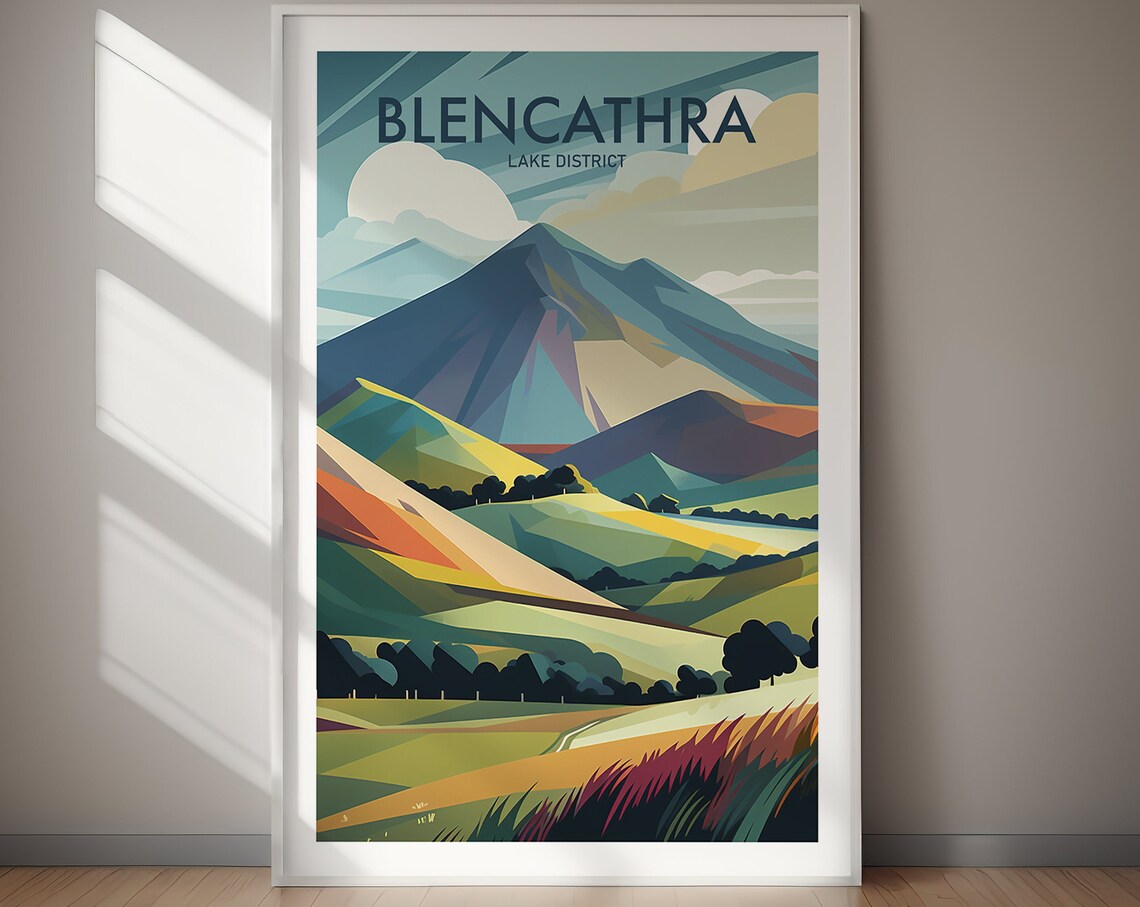 Blencathra Lake District Travel Poster, Wall Art Print - Image 3