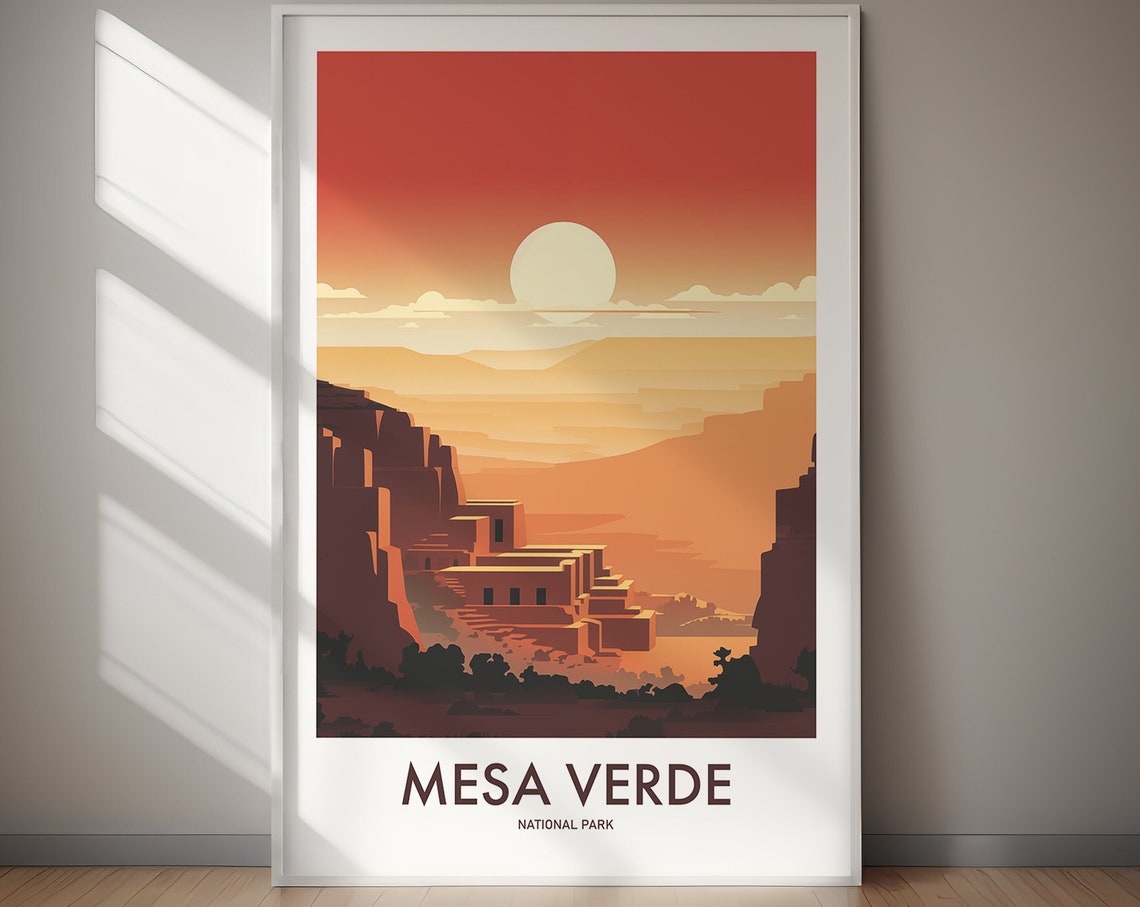 Mesa Verde National Park Colorado Sunset Cliff Dwelling Art Poster