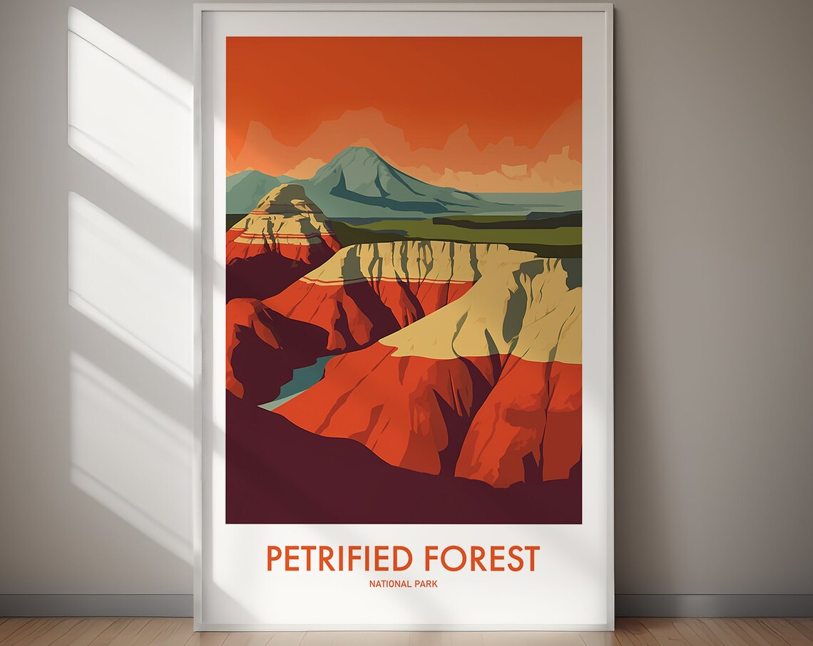 Petrified Forest National Park Painted Desert Mesas Retro Art Poster
