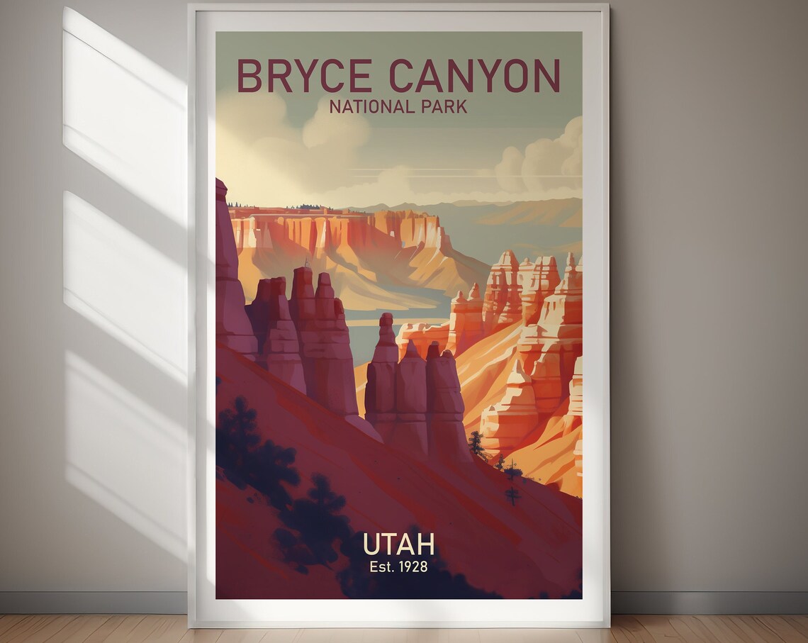 Bryce Canyon National Park Utah Hoodoos Sunset Retro Art Poster