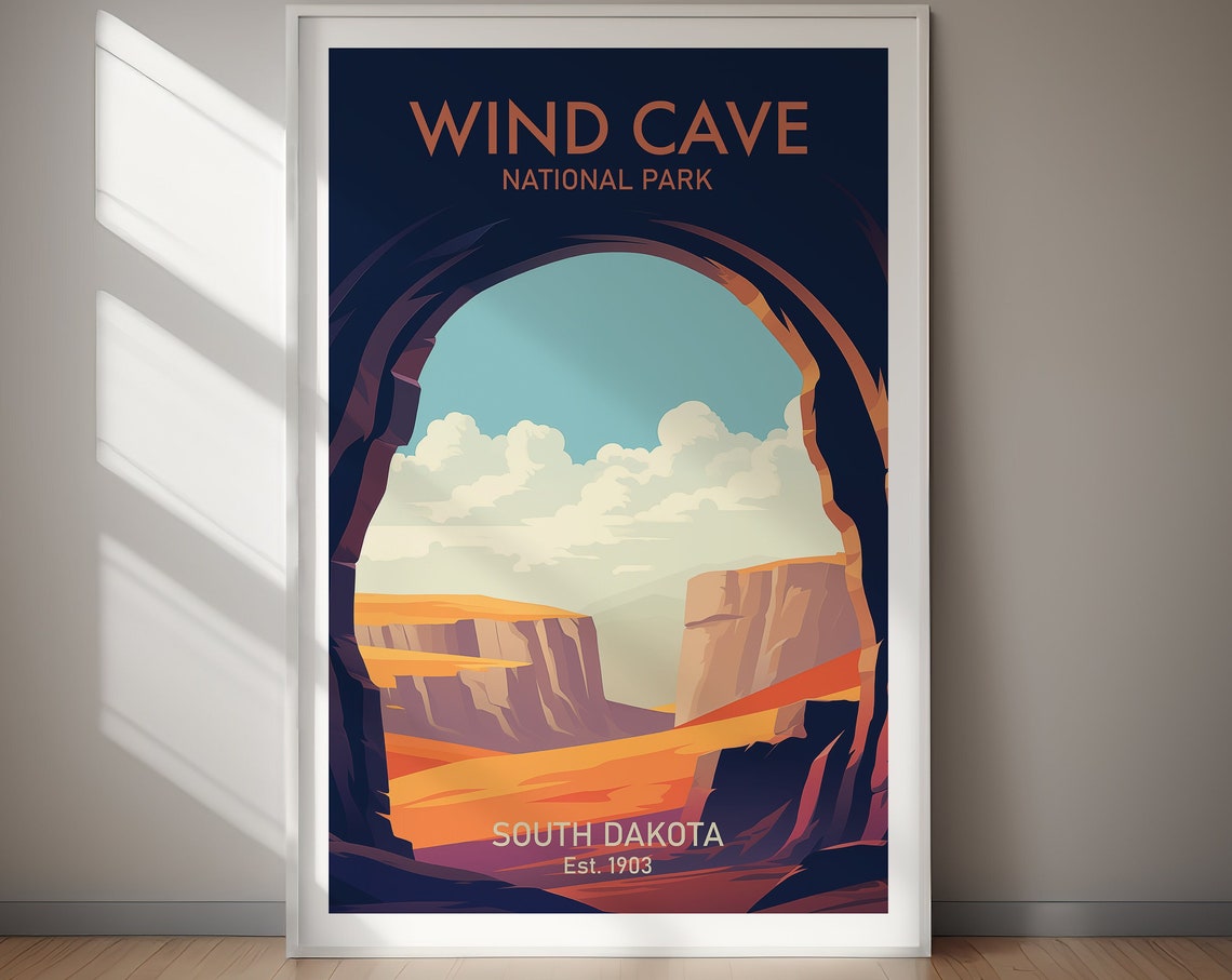Wind Cave National Park South Dakota Cave Entrance Art Poster