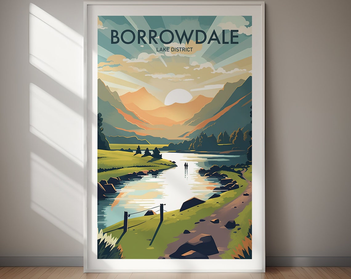 Borrowdale Travel Poster, Lake District Travel Art