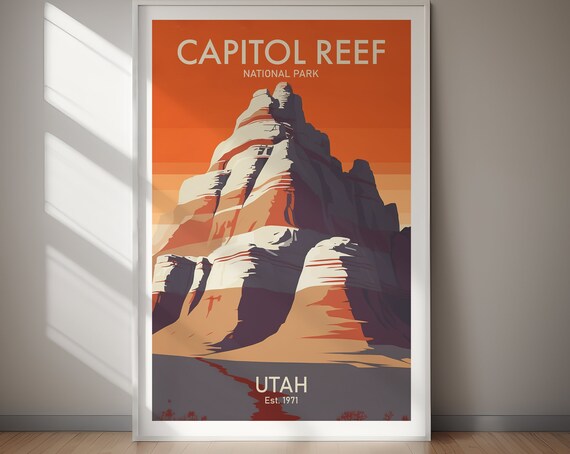 Capitol Reef National Park Vintage Utah Red Rock Formation Poster