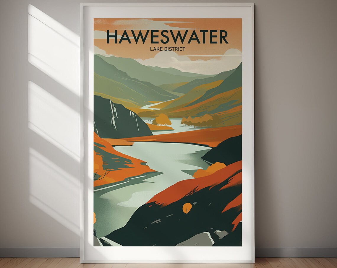 Haweswater Lake District Autumn Reservoir Valley Travel Poster