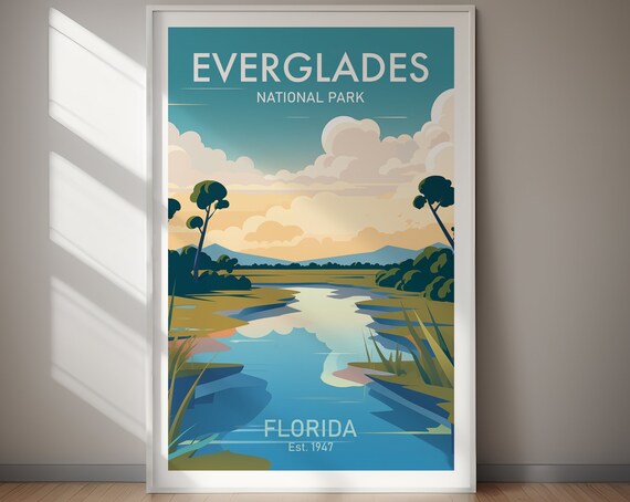 Everglades National Park Florida River Wetlands Travel Art Poster