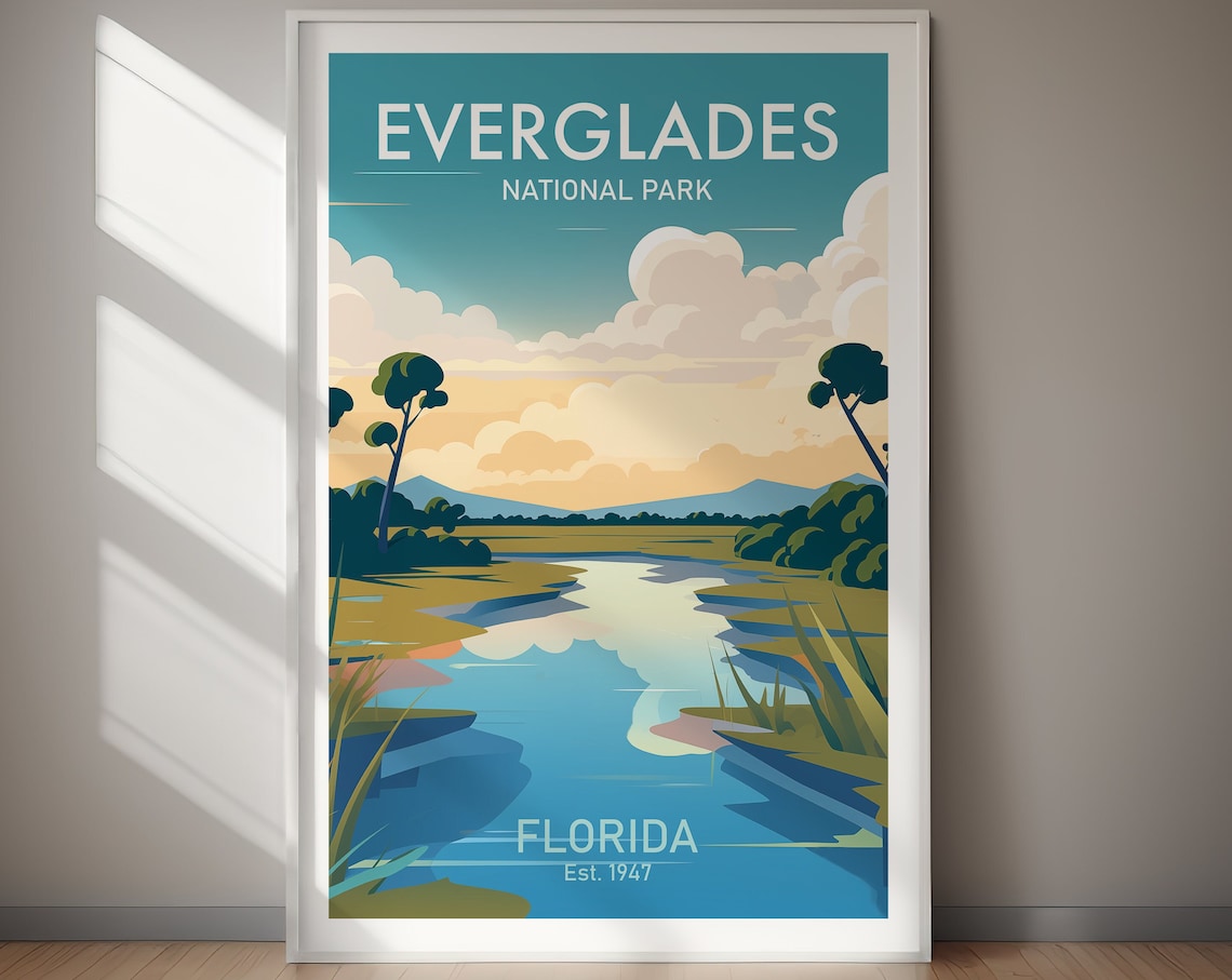 Everglades National Park Florida River Wetlands Travel Art Poster