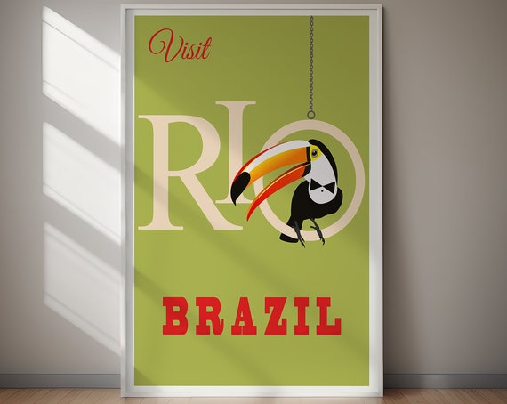 Visit Rio Poster Classic Wall Art Brazil Home Decor Art Travel Print Travel Poster Gift For Her Gift For Him