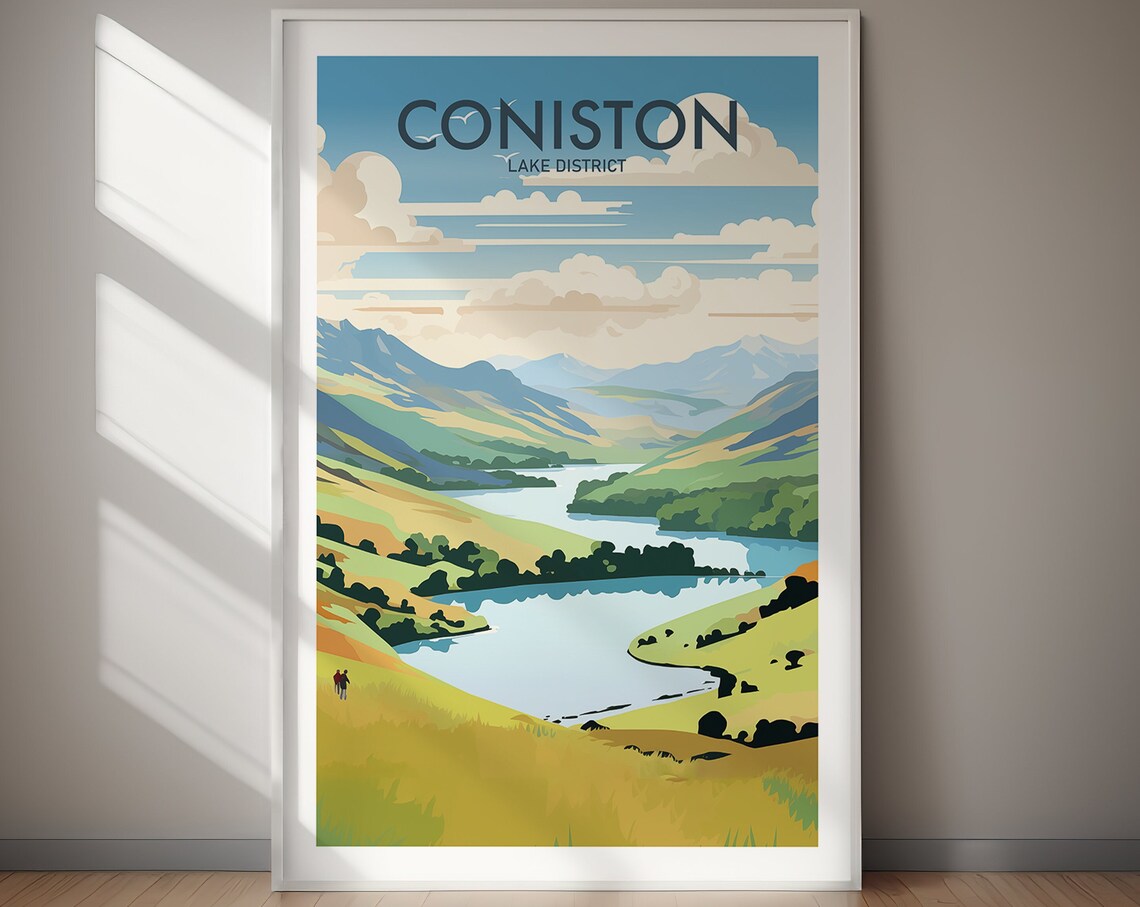 Coniston Lake District Travel Poster, Wall Art Print - Image 2