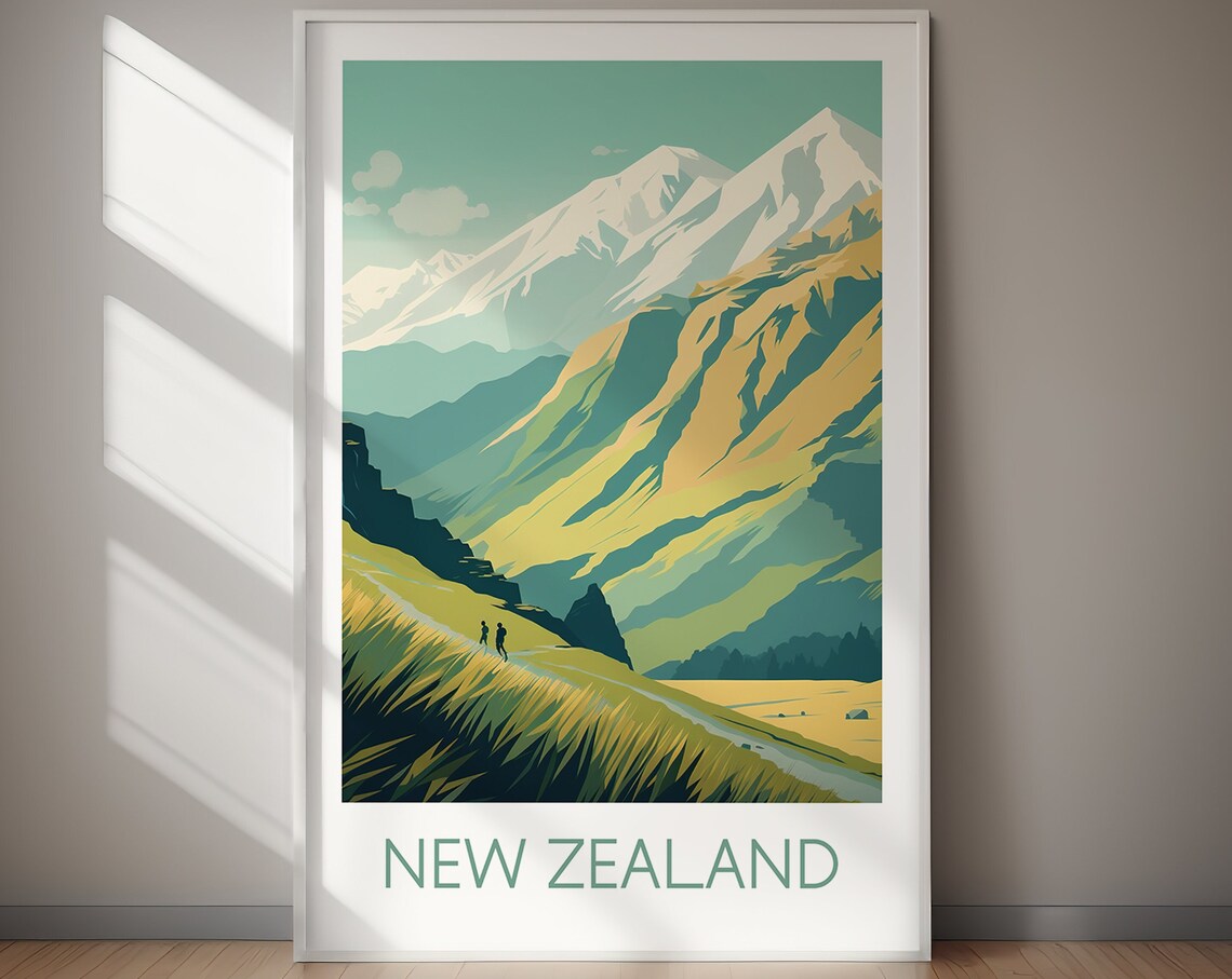 New Zealand Travel Poster, Home Decor Art Print