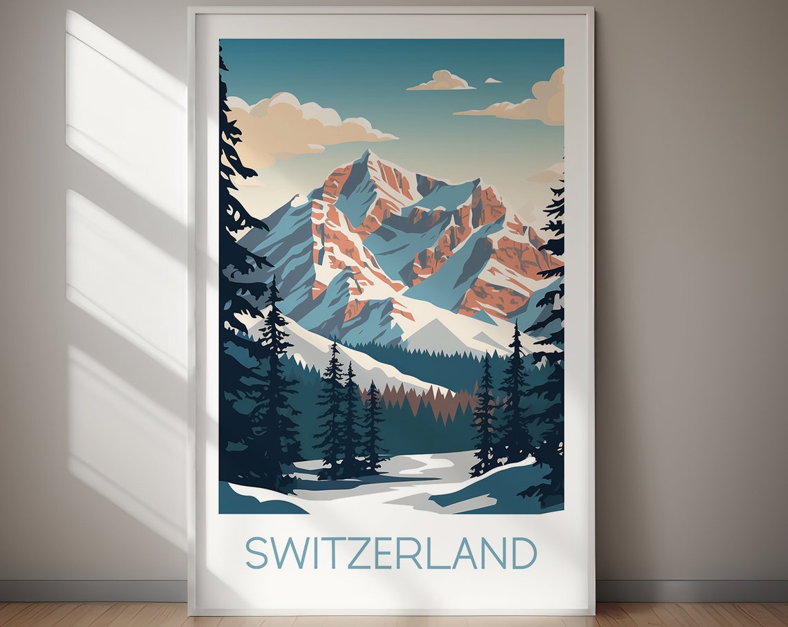 Switzerland Poster Country Art Wall Art Wall Art Gift Gifts For Her Holiday Travel Gifts For Him Holiday Gift - Image 2