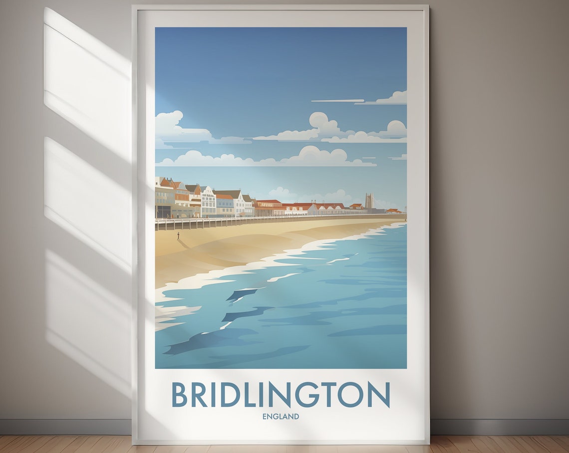Bridlington England Seafront Beach Coastal Town Travel Poster