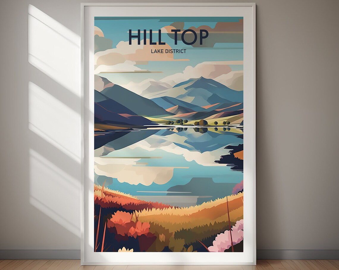 Hill Top Lake District Mountain Lake Reflection Travel Poster