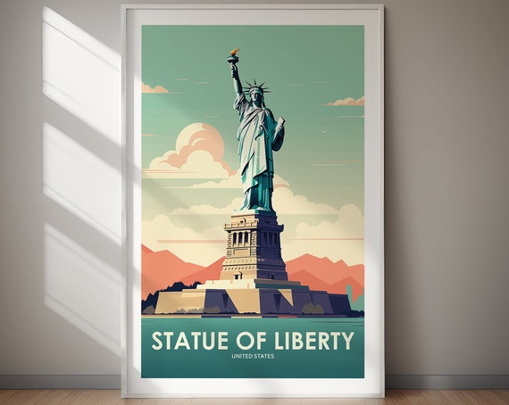 Statue Of Liberty Poster Travel Art Poster Print Art Wall Art Instant Gift For Her Gift For Him
