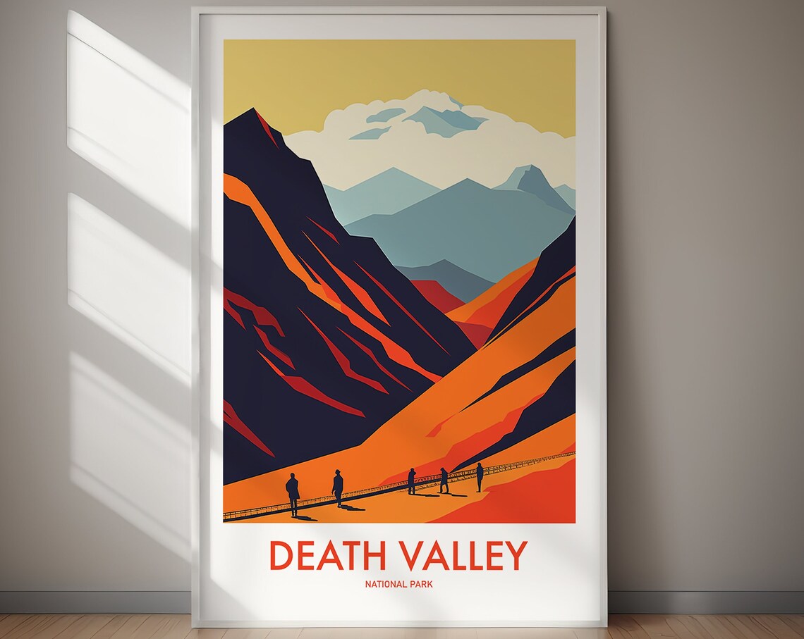 Death Valley National Park Desert Trail Hikers Vintage Art Poster