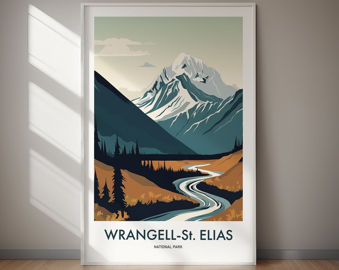 Wrangell St Elias National Park Snowy Peak River Valley Poster