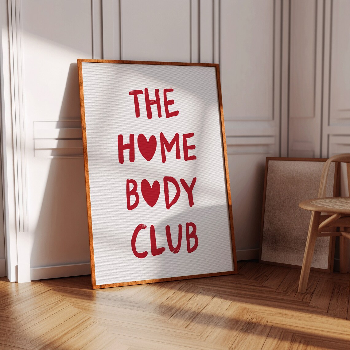 The Home Body Club Red Heart Poster Cozy Introvert Wall Saying