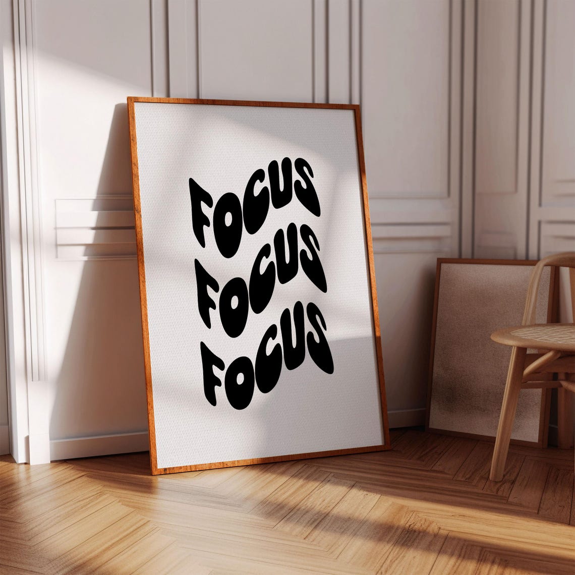 Focus Focus Focus Black Bubble Letter Retro Minimalist Poster - Image 3