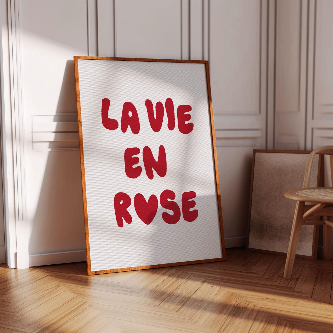 La Vie En Rose Print Minimalist Heart Poster Girly Wall Art Trendy Home Decor French Quote For Ladies Parisian Apartment