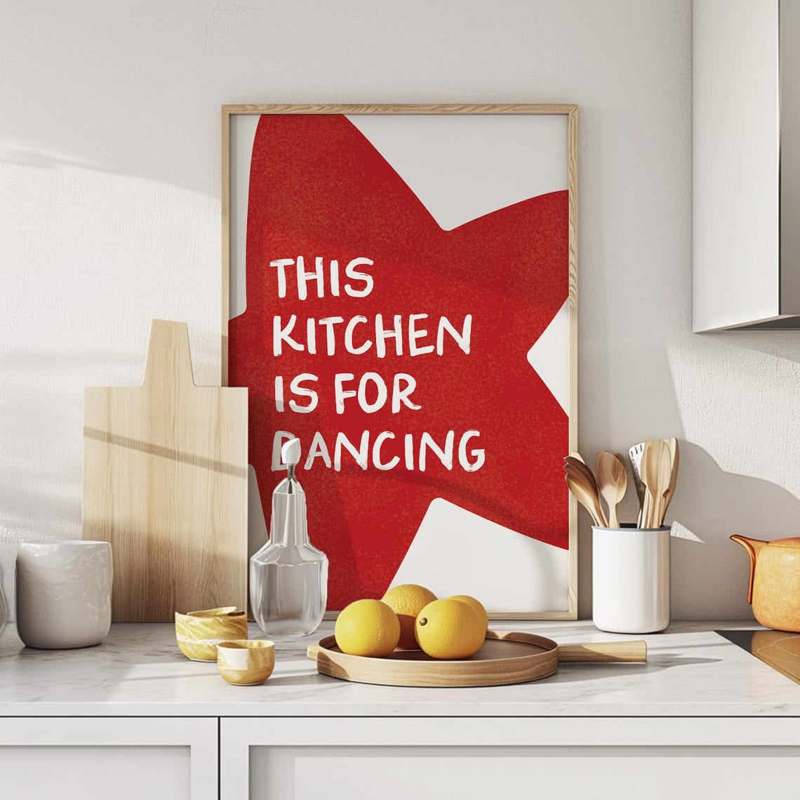 This Kitchen Is For Dancing Bold Red Star Fun Kitchen Wall Poster - Image 2