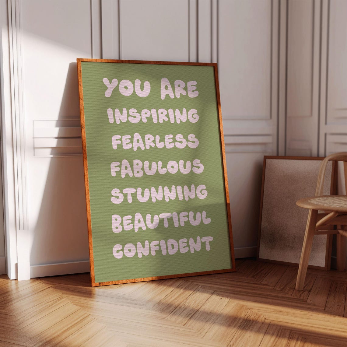 You Are Inspiring Fearless Fabulous Sage Green Affirmation Poster