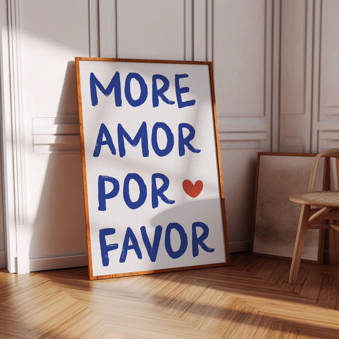 More Amor Por Favor Spanish Love Quote Blue Lettering Poster - Image 3