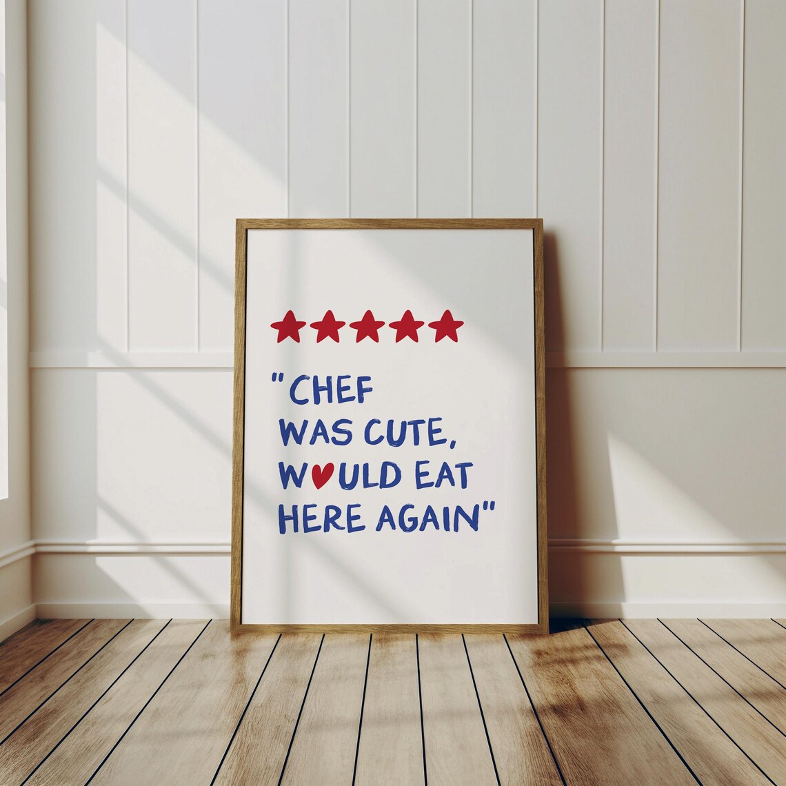 Chef Was Cute Would Eat Here Again Modern Kitchen Wall Art Eat Sign Cute Kitchen Decor Trendy Kitchen Print Maximalist Kitchen Blue Prints - Image 3