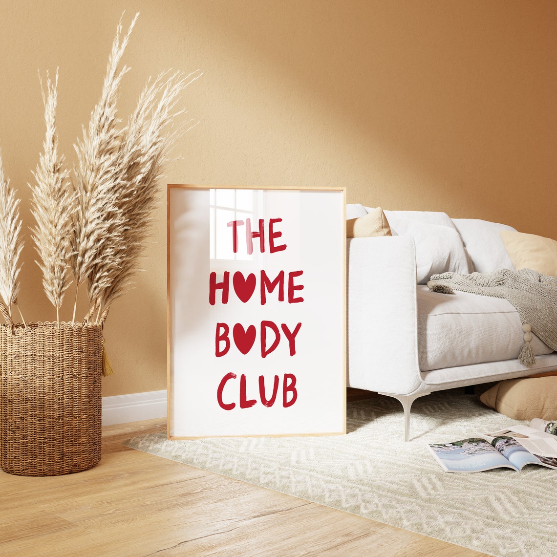 The Homebody Club Print Homebody Club Wall Art Cute Apartment Minimalist Wall Art Trendy Gifts For Introverts Red Wall Art - Image 3