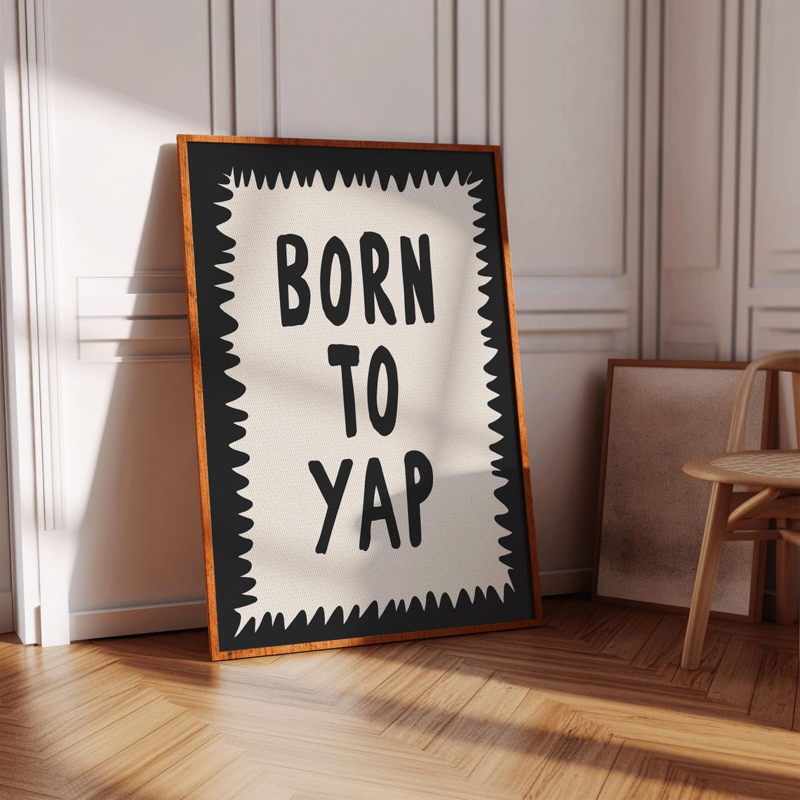 Born To Yap Bold Black Zigzag Funny Typography Office Poster
