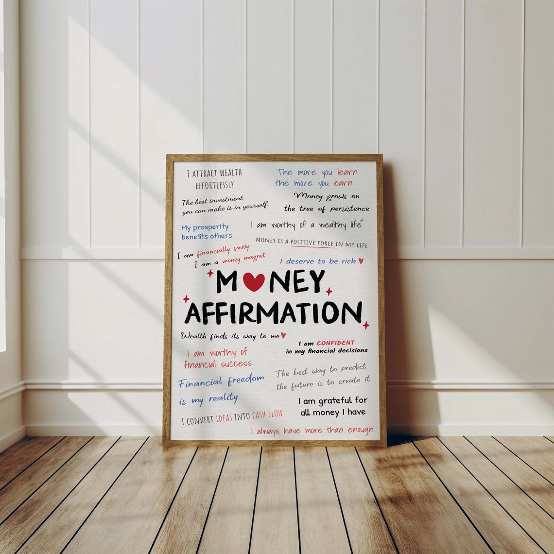 Money Affirmation Wealth Mindset Red Black Collage Wall Poster - Image 2
