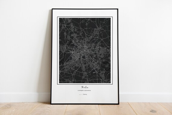 Berlin Map City Mapcity Mapsmap Printcity Mapprint Germany Custom Print Personalized