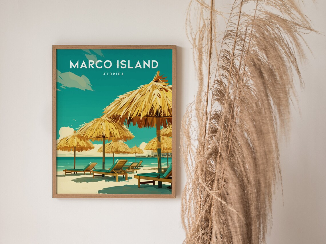 Marco Island Florida Travel Poster, Gulf Coast Beach - Image 2