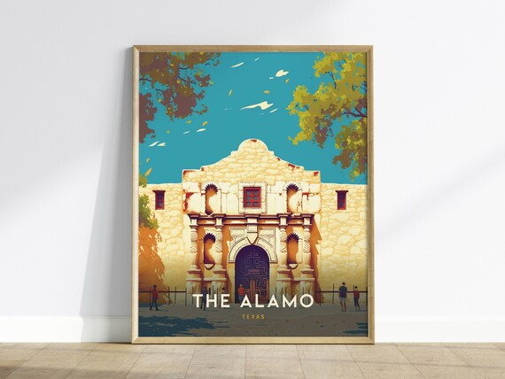 The Alamo Texas San Antonio Historic Mission Vintage Travel Poster