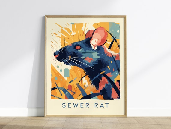 Sewer Rat Art Print Urban Wildlife Poster Funny City Decor