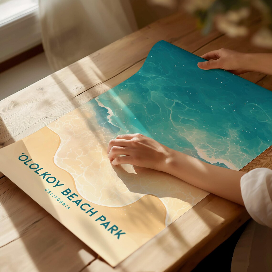 Ololkoy Beach Park California Aerial Surf Waves Travel Poster - Image 3