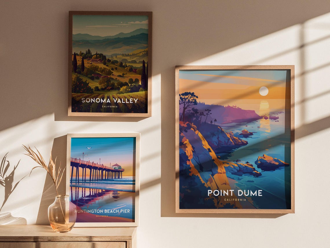 Point Dume California Sunset Cliffs Ocean View Vintage Travel Poster - Image 4