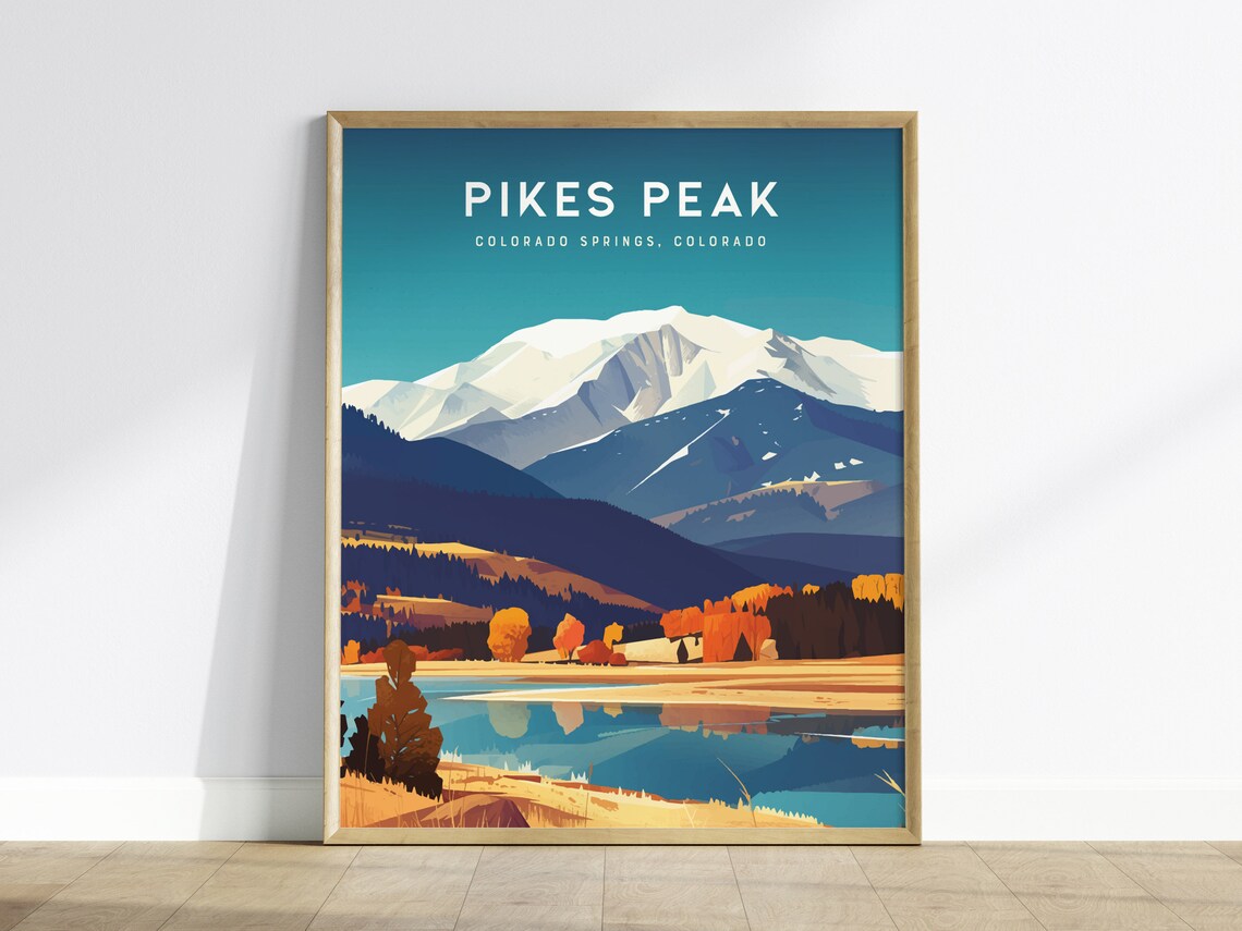 Pikes Peak Colorado Travel Poster, Rocky Mountain