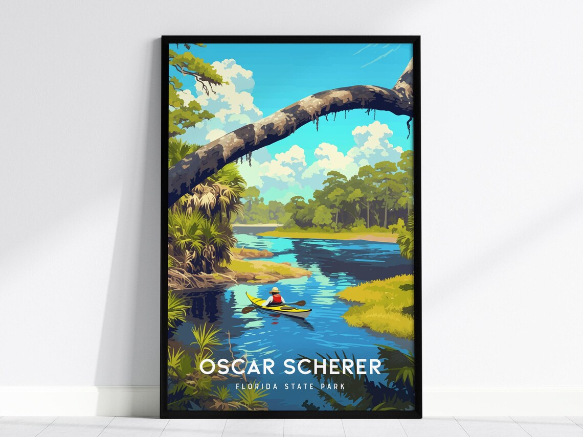 Oscar Scherer Florida State Park Kayak River Palm Hammock Travel Poster