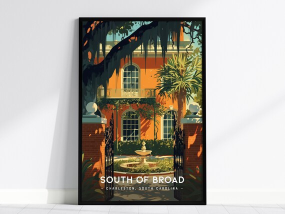 South of Broad Charleston South Carolina Historic Home Travel Poster