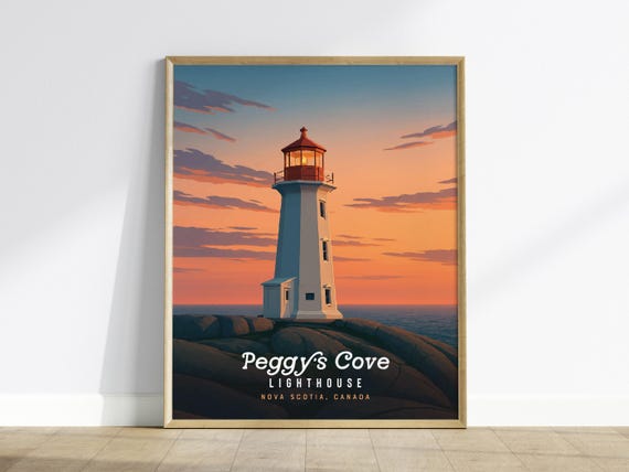 Peggys Cove Lighthouse Print Nova Scotia Coastal Art