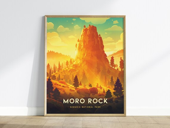 Moro Rock Sequoia National Park Granite Dome Sunset Art Poster